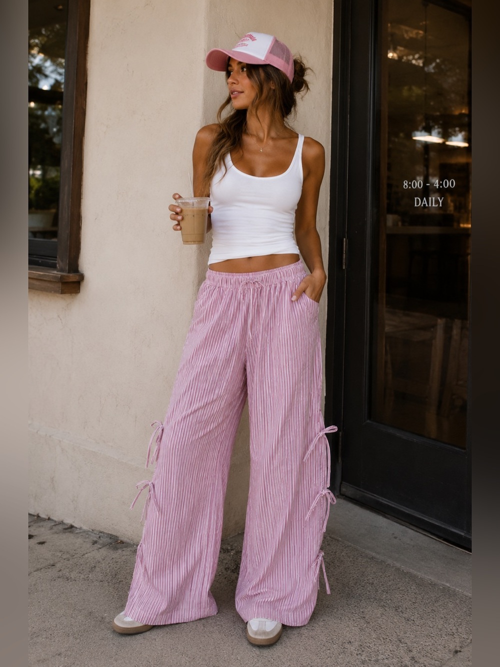 Pink Striped Pants with bows
